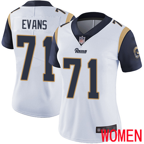Los Angeles Rams Limited White Women Bobby Evans Road Jersey NFL Football #71 Vapor Untouchable->women nfl jersey->Women Jersey